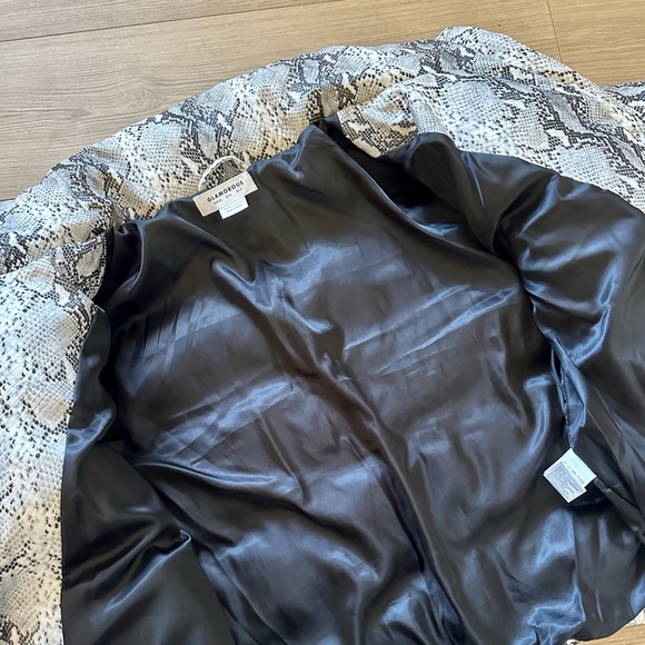 ASOS Glamorous Faux Leather Snake Print Puffer Jacket S LIKE NEW - Picture 8 of 12